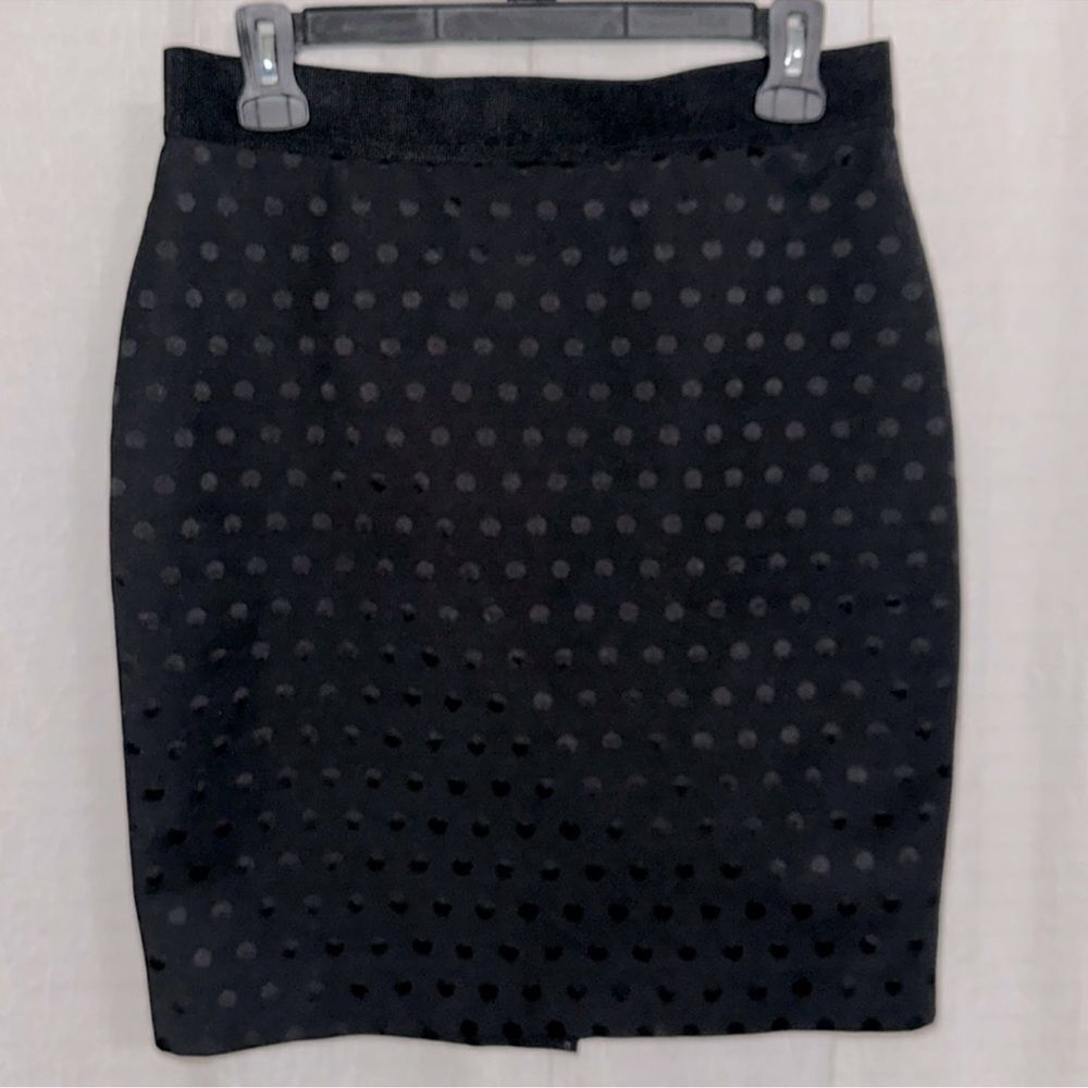 Ann Taylor 4 Black Textured Polka Dot Pencil Skirt